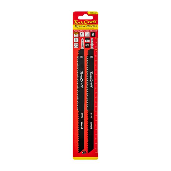 TORK CRAFT T-shank Jig Saw Blade Softwood/chip/ply/firbre 4.0mm 6tpi 250mm 2pc